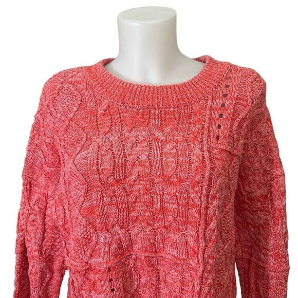 Anthropologie Pilcro Orange Chunky Cable Knit Pullover Sweater‎ sz XS - Picture 2 of 9